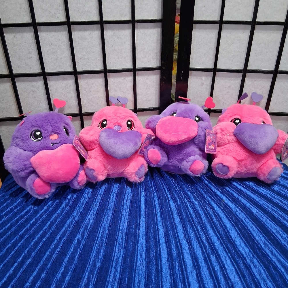 Purple Plush Toys with Pink Hearts
